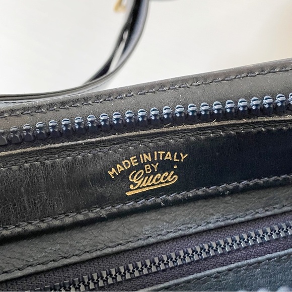 Gucci navy blue suede and leather vintage shoulder bag rare - Picture 11 of 12